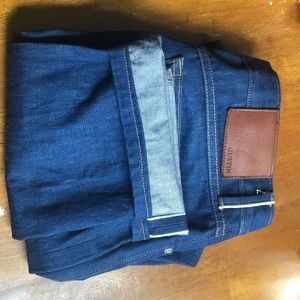 Gustin Slim Fit Raw Selvedge Jeans in Light Indigo